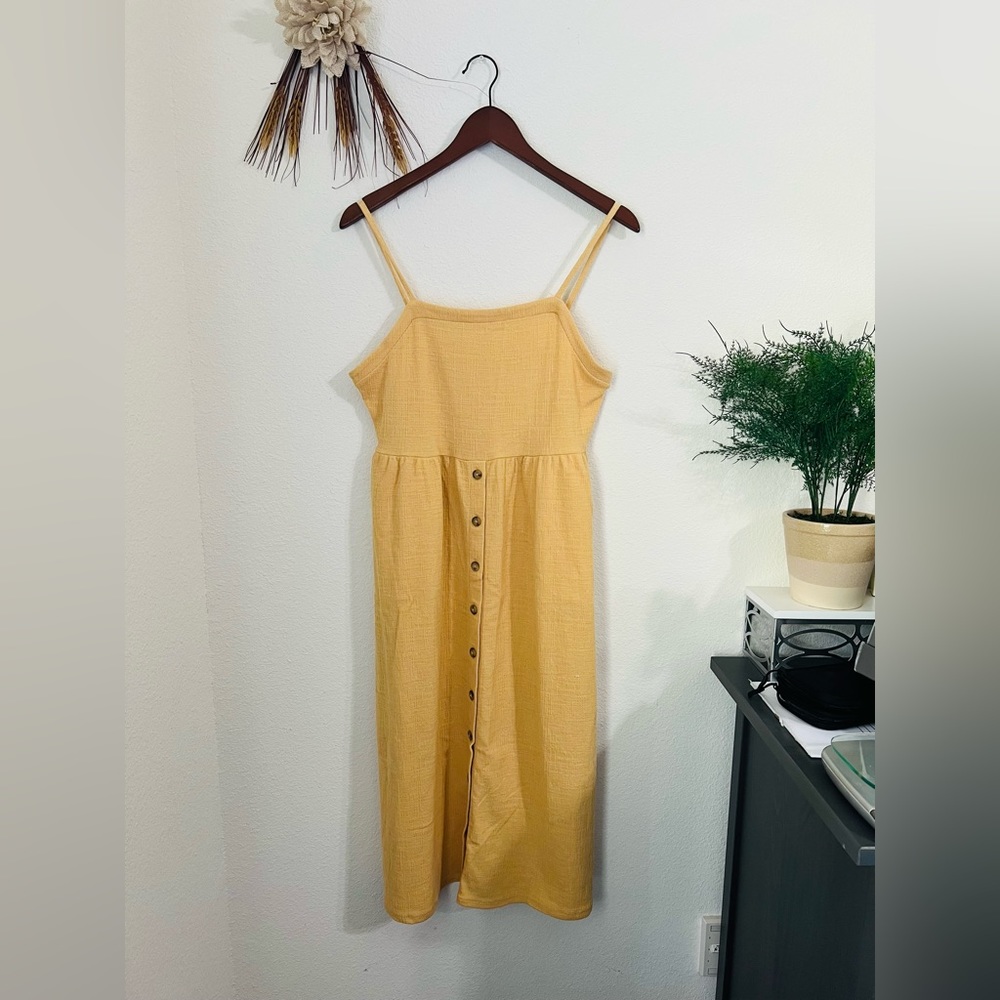 Madewell Cami Button-Front Textured Pickets Midi Dress Size Medium - Picture 10 of 12